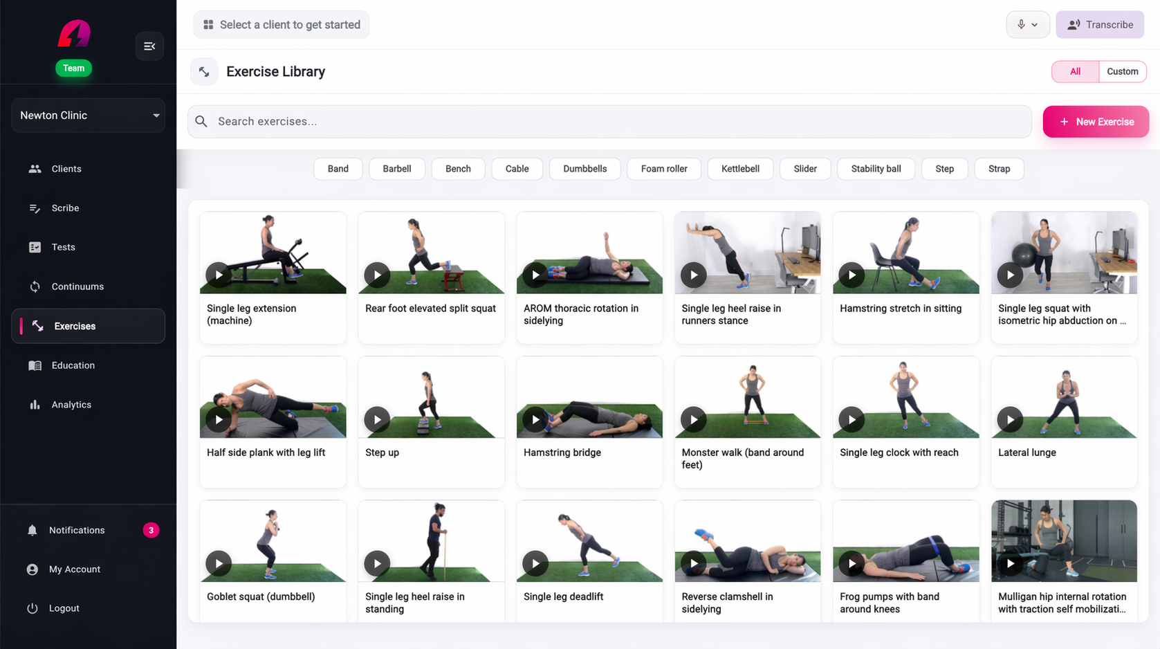 Newton exercise builder interface