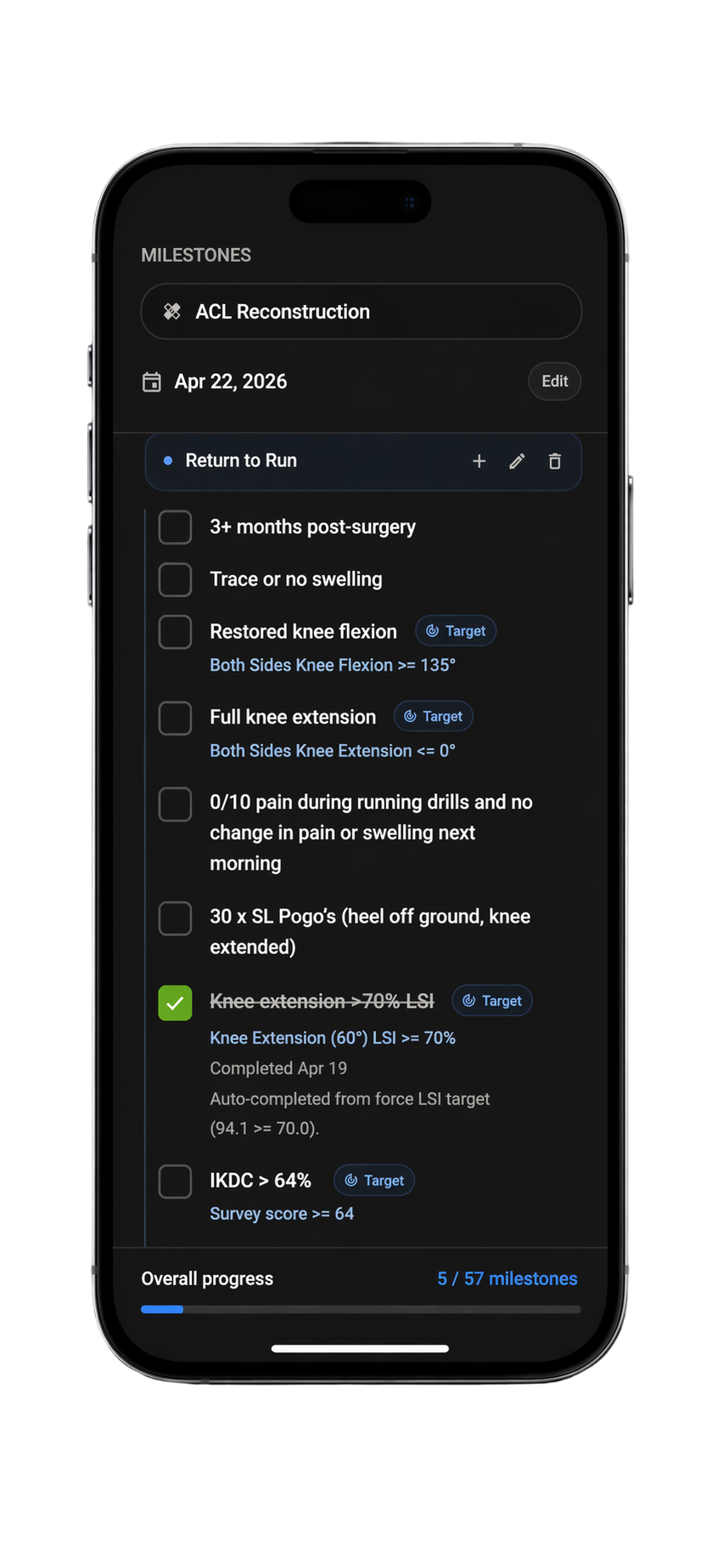 Newton care milestone tracking interface